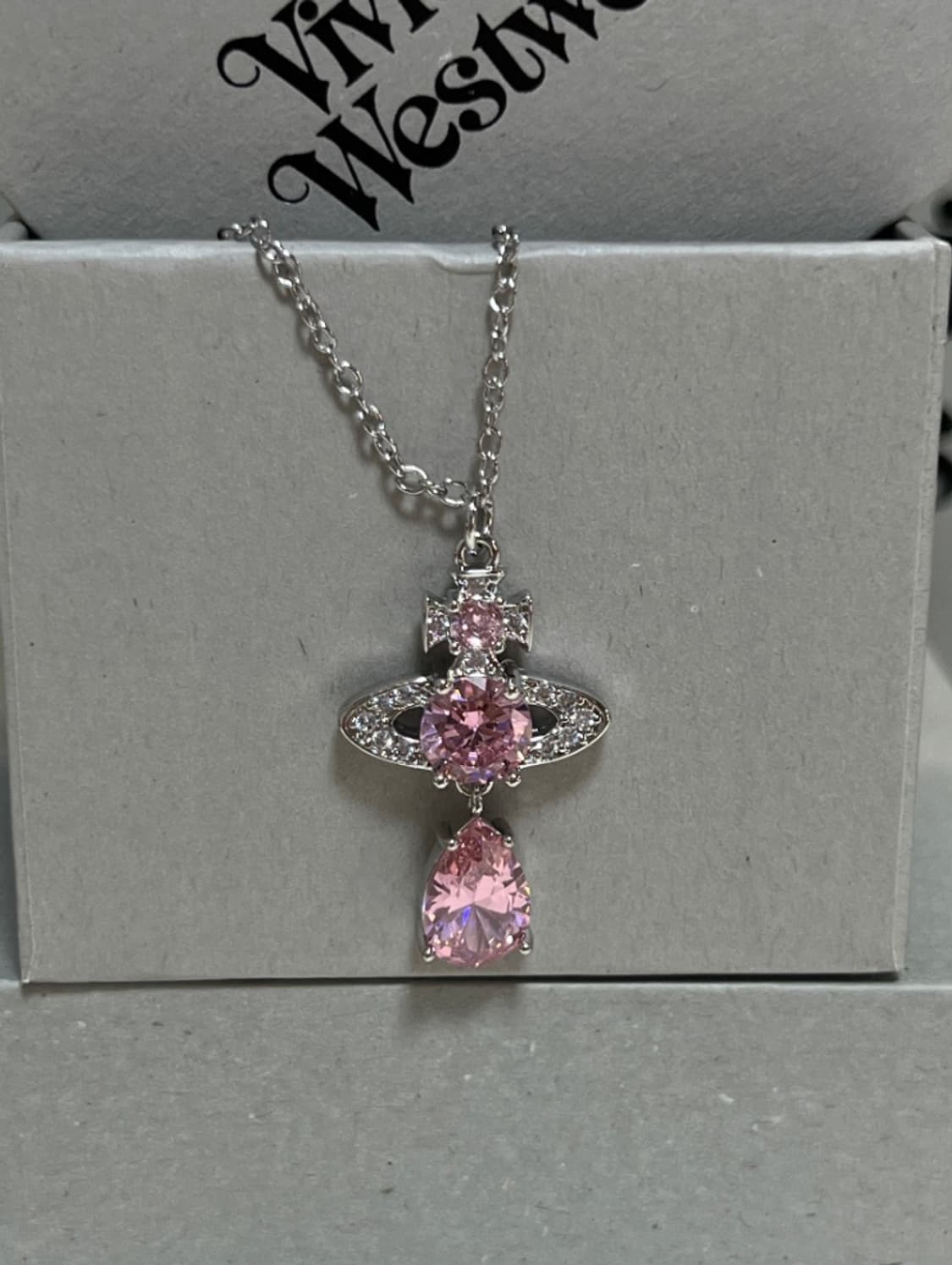 비비안웨스트우드 핑크 크리스탈 레인트롭 orb 팬던트 목걸이 상품이미지1