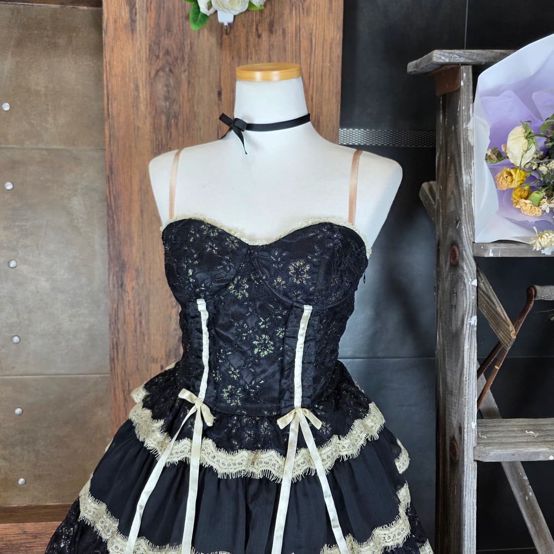 코르셋 레이스 아일렛 원피스 상품이미지2