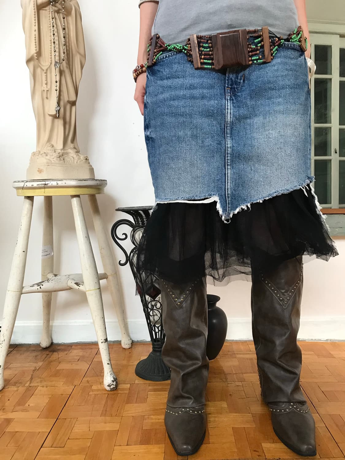 vintage denim sha skirt (29inch) 상품이미지2