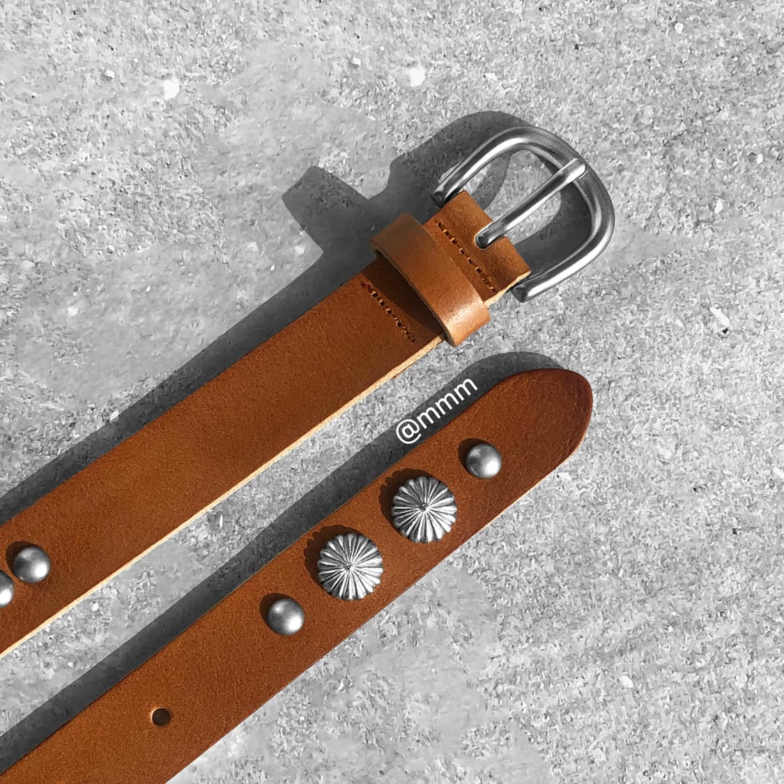 [Unisex] 찡 스터드 가죽 벨트 카멜 상품이미지5