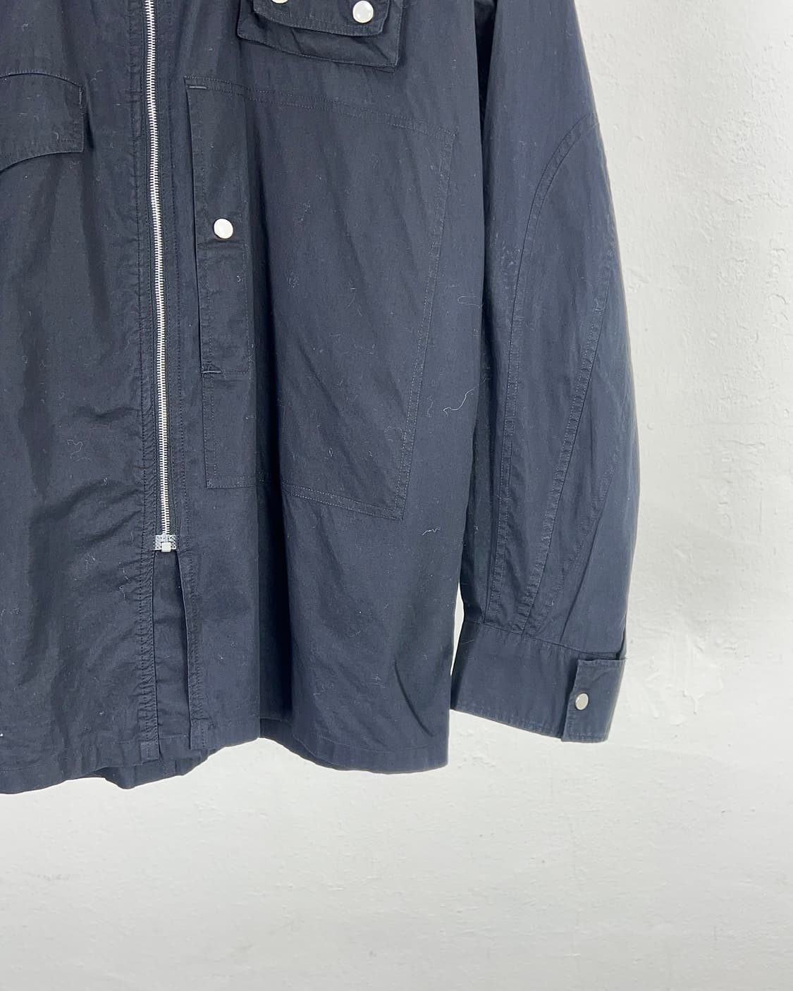 드리스 반 노튼 블랙 코튼 아일렛 펄 스냅 셔츠 자켓 상품이미지5