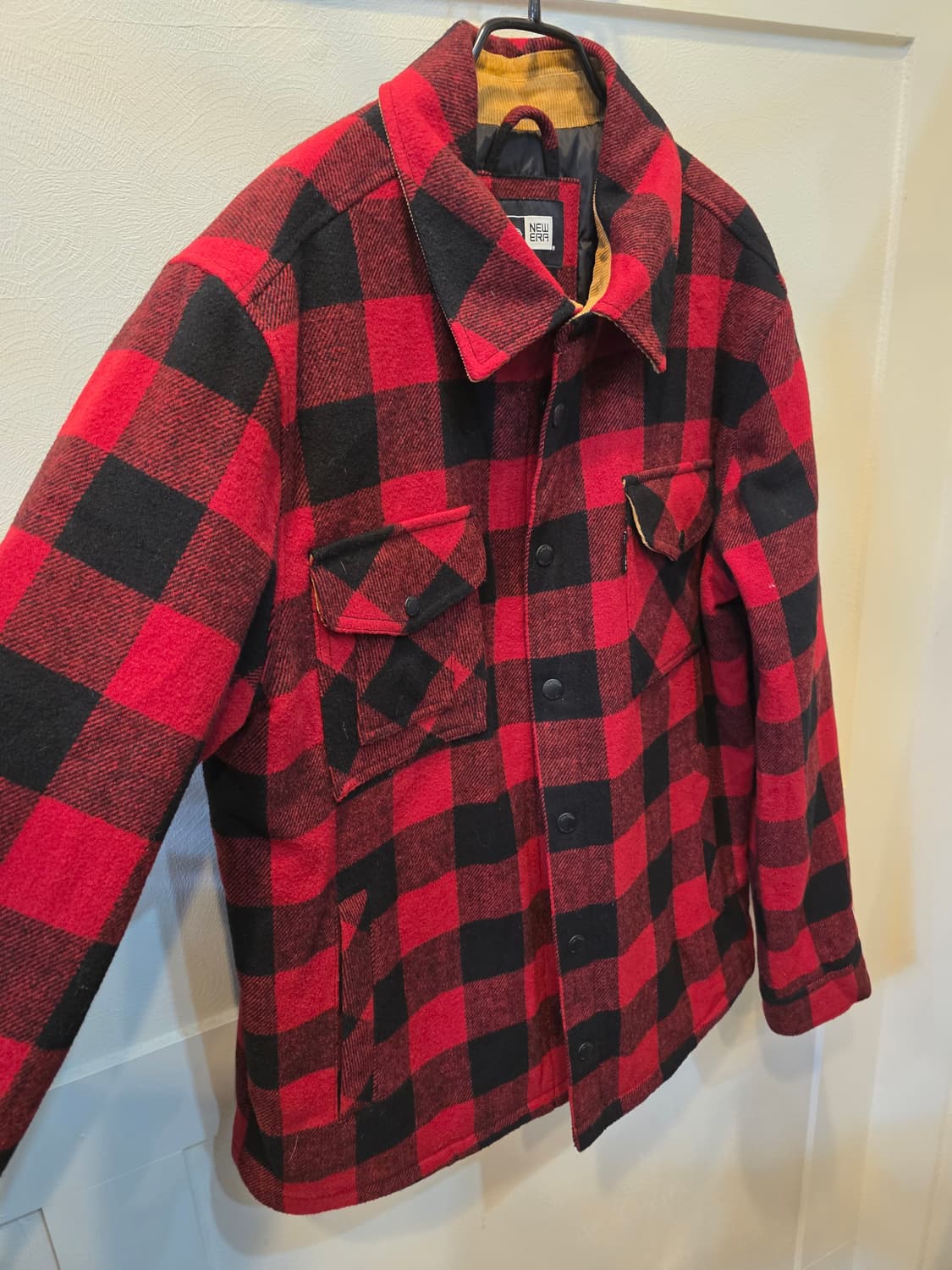 뉴에라 레드 블랙 체크 셔츠 자켓 M 상품이미지3