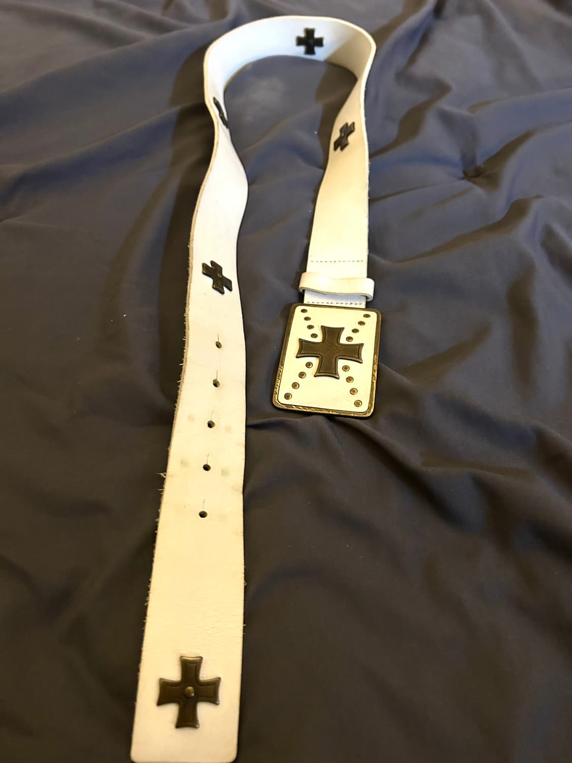 White Cross Leather Belt 상품이미지2