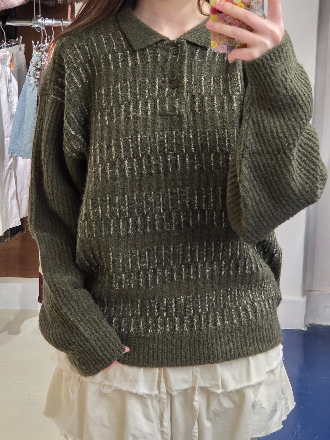 Japan Tom hope 카키 카라 니트 상품이미지1