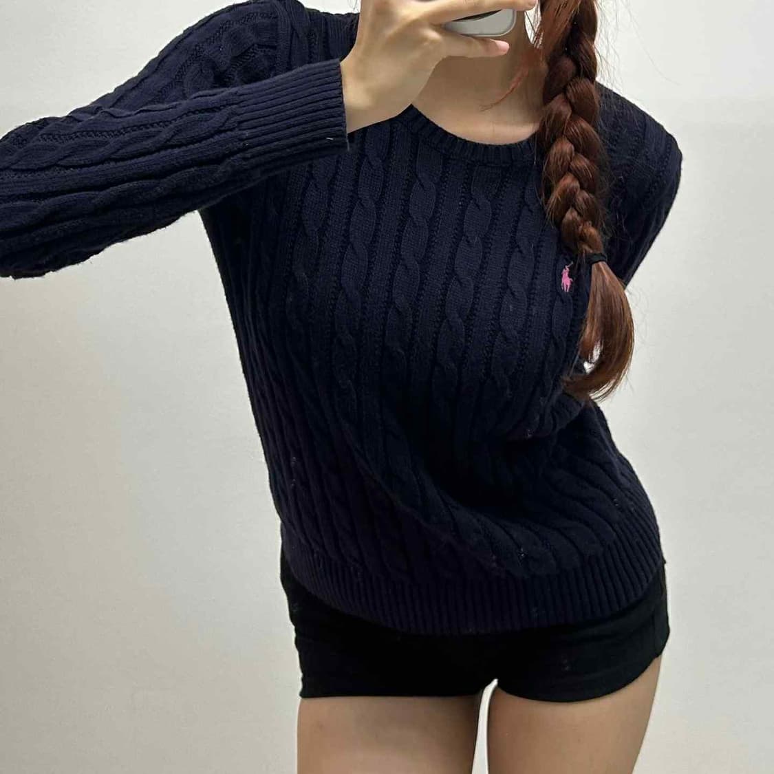 폴로 랄프로렌 꽈배기 케이블 걸즈 네이비 니트(L) 상품이미지2
