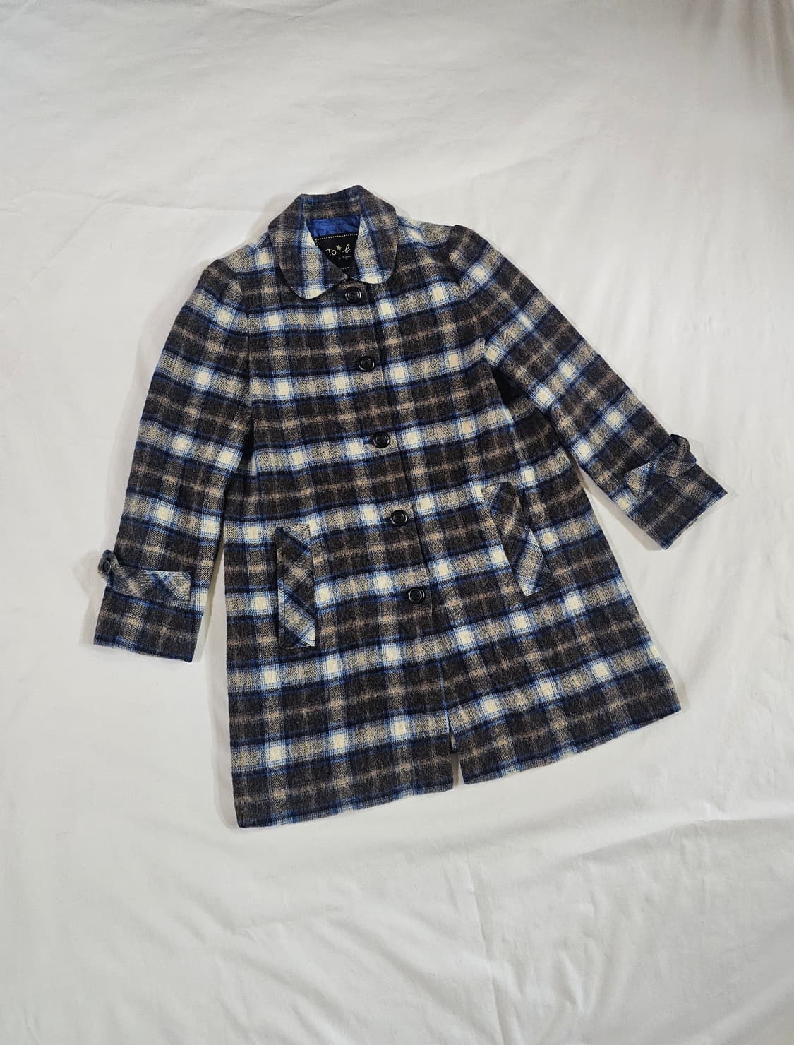 To b by agnes b 아네스베 프렌치 빈티지 모리걸 체크 코트 상품이미지1