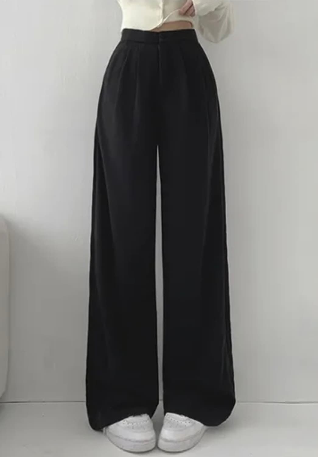 리스 핀턱 와이드핏 롱 밴딩 슬랙스 상품이미지1