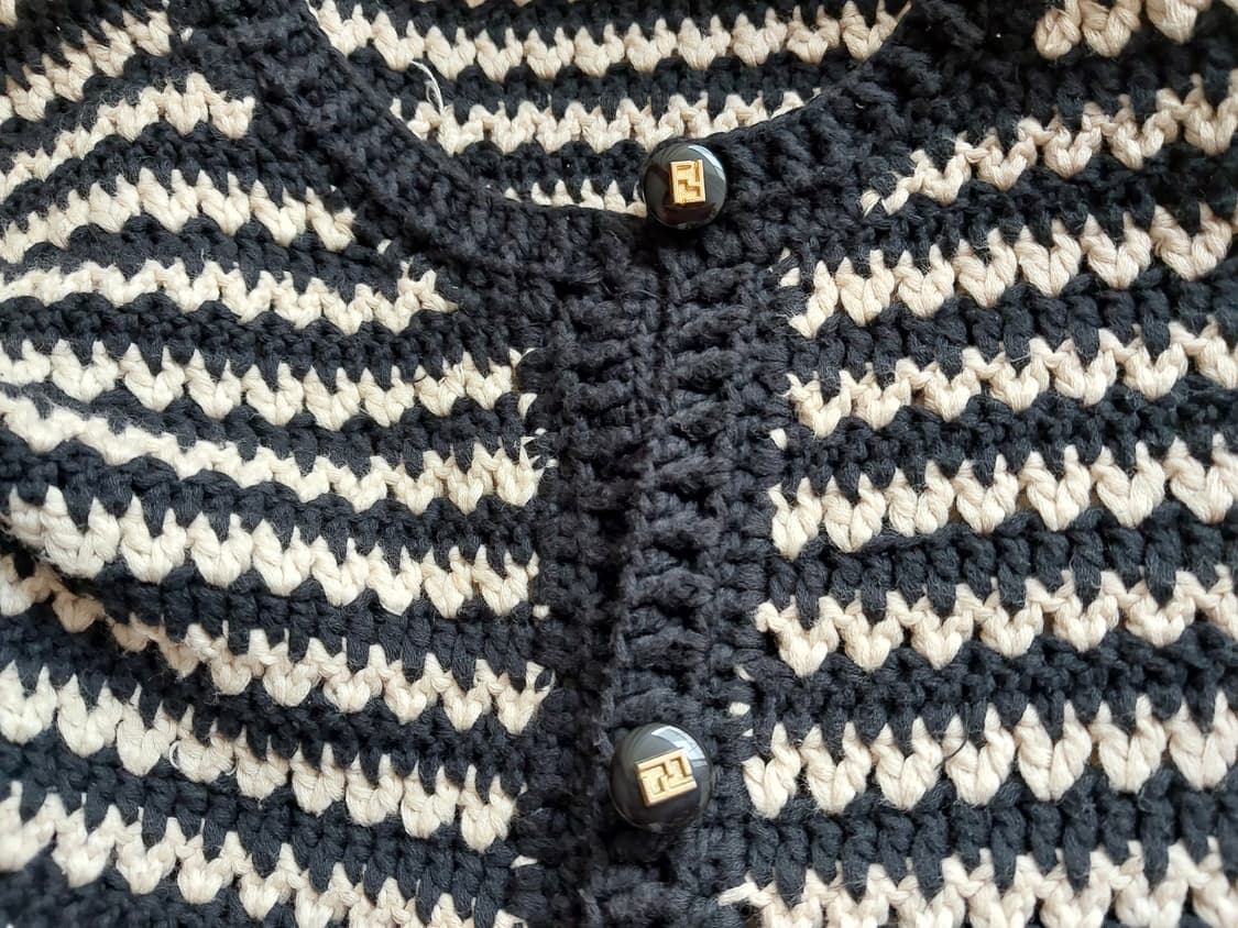 스트라이프 크롭 니트 반팔 가디건 S 상품이미지4