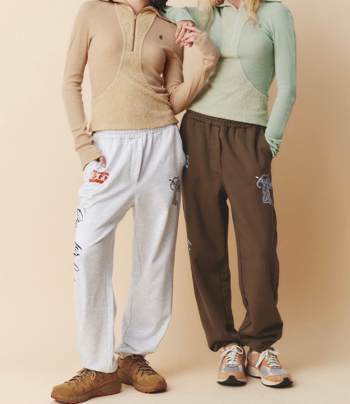 기준 체이싱 러브 스웻팬츠 바지 멜란지 화이트 L 상품이미지4