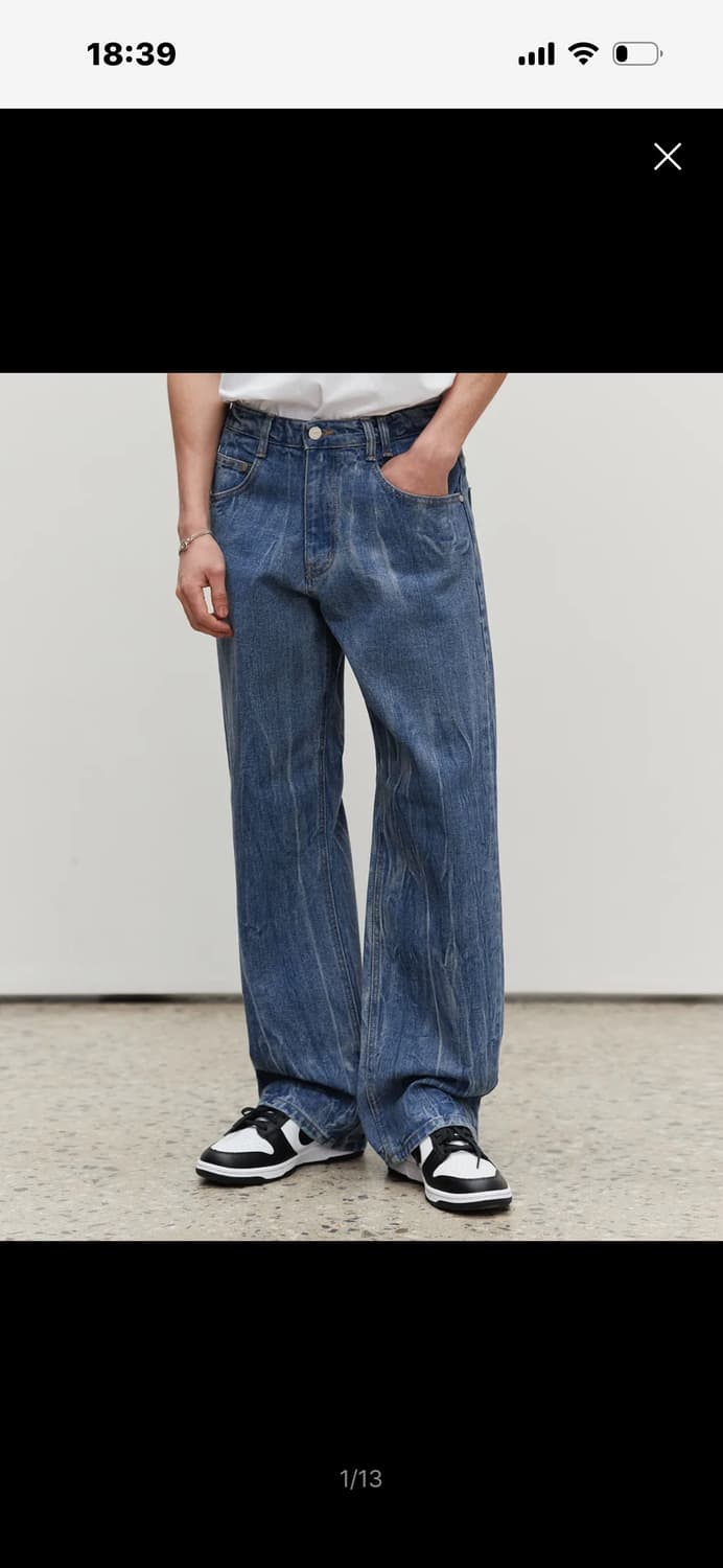 Mid Rise Wide Jeans DCPT027CrinkleBlue 상품이미지1