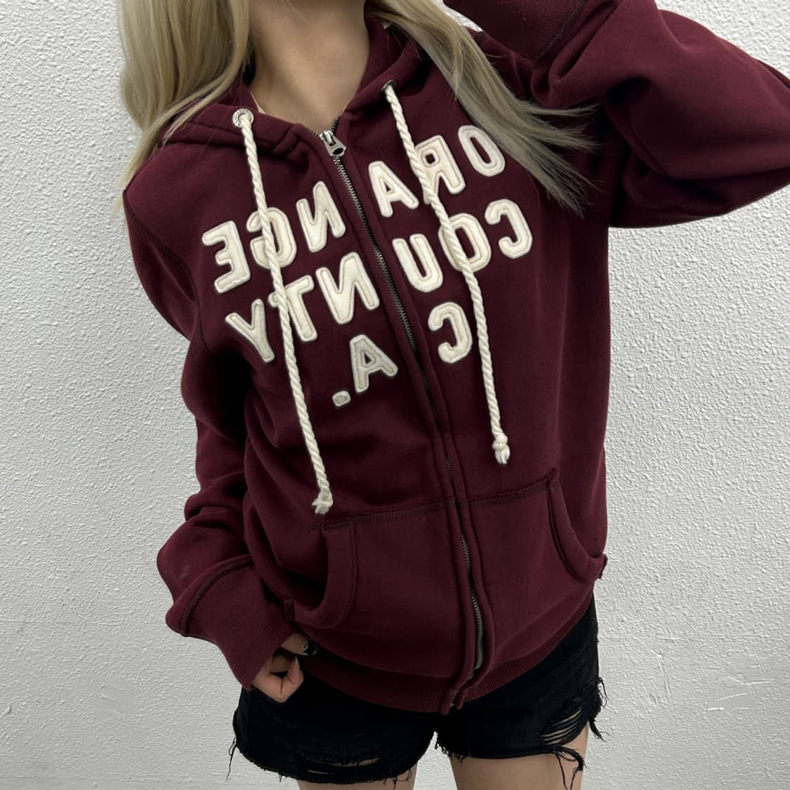 홀리스터 센터로고 와인 후드집업 S 상품이미지1