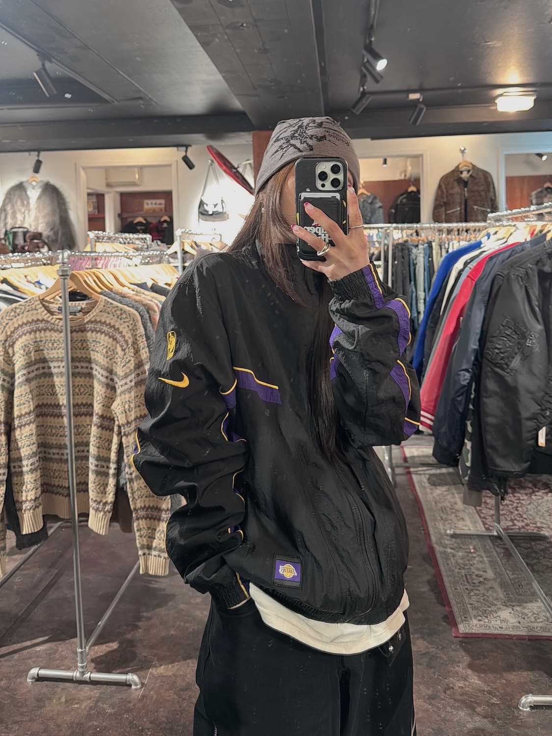 나이키 빈티지 NBA LA레이커스 웜업  뒷 로고 트랙수트 바람막이 M 상품이미지9