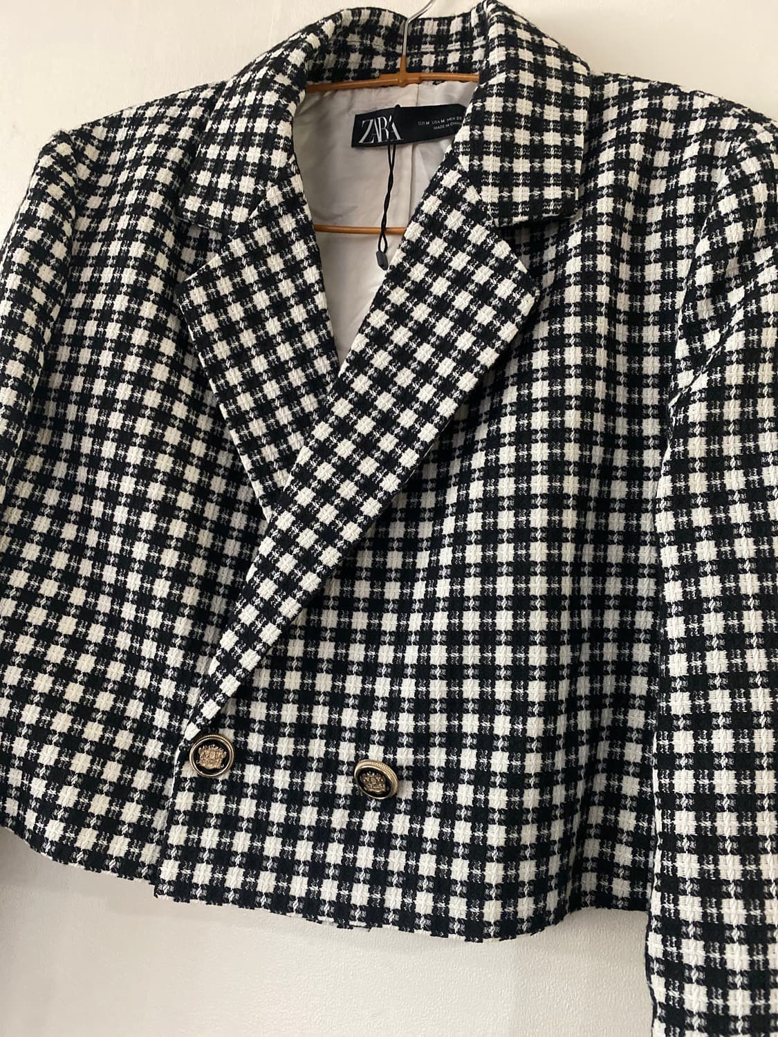 새상품) 자라 체크 트위드 크롭 자켓 상품이미지3