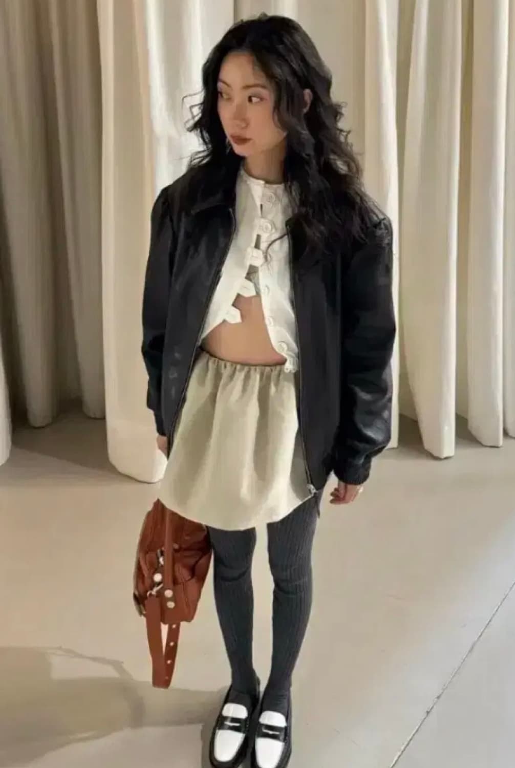 새상품 비아플레인 레더 블루종 블랙 상품이미지2