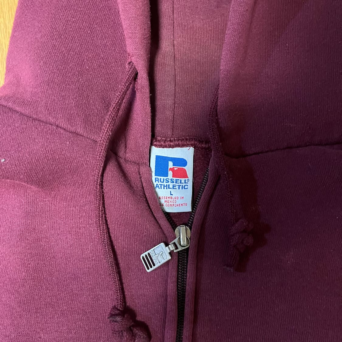 [L] 90s 빈티지 러셀 후드집업 썬페이디드 버건디 상품이미지6