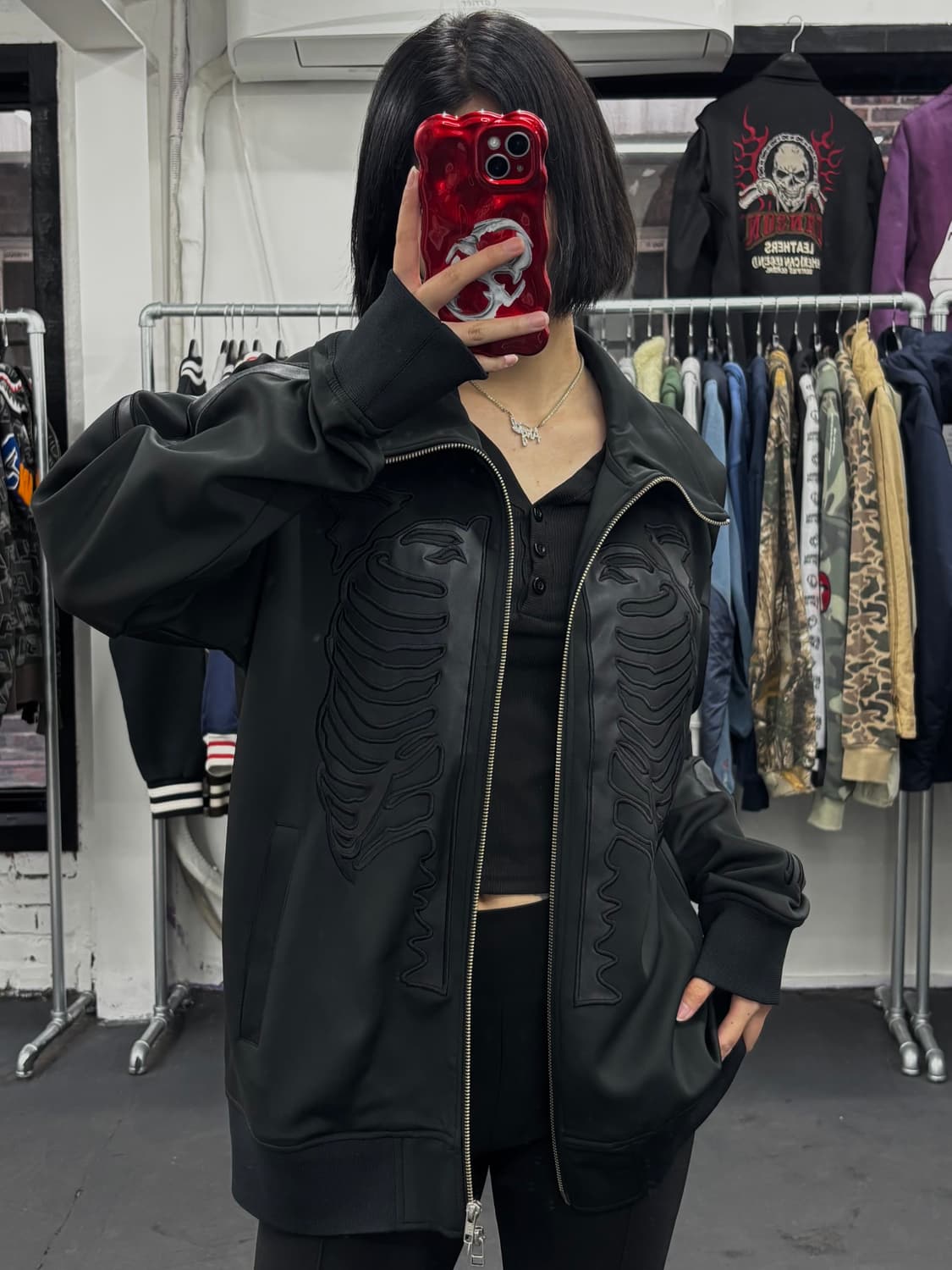 밴슨 레더 본 블랙 져지 상품이미지3