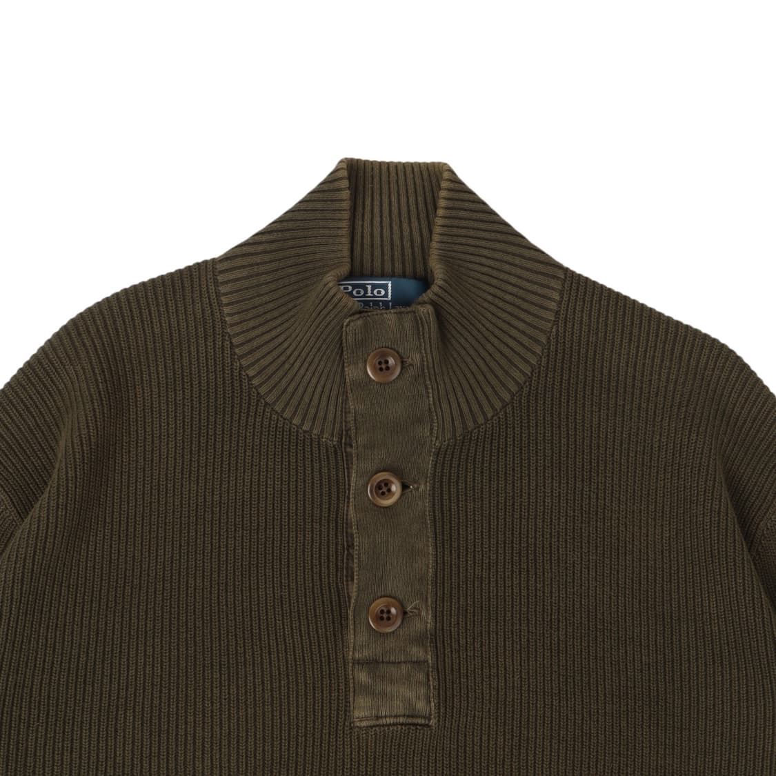 폴로 랄프로렌 카키 army 엘보 패치 버튼넥 니트 상품이미지3