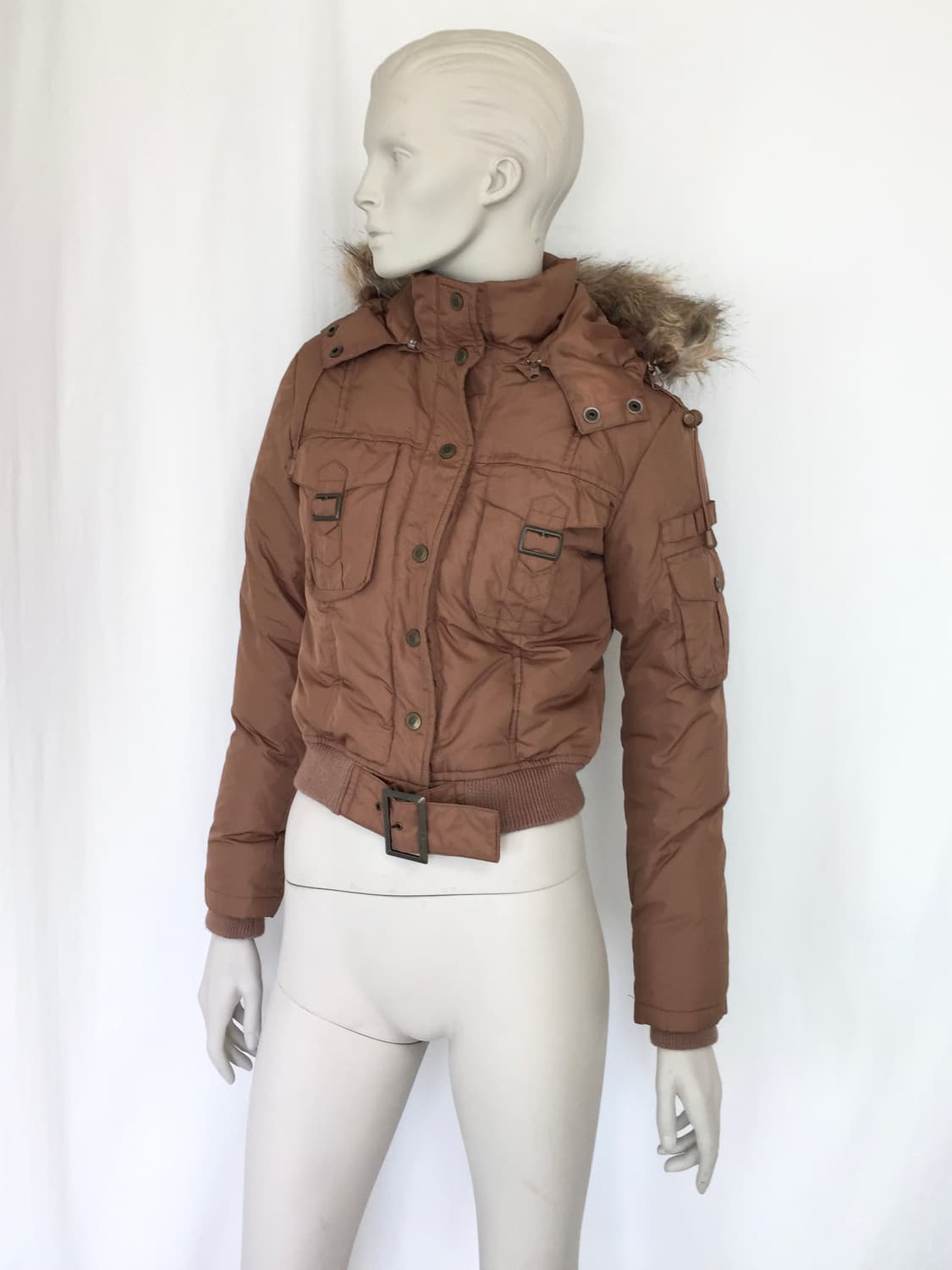 BEBE Brown hoodie puffer Jacket 상품이미지3