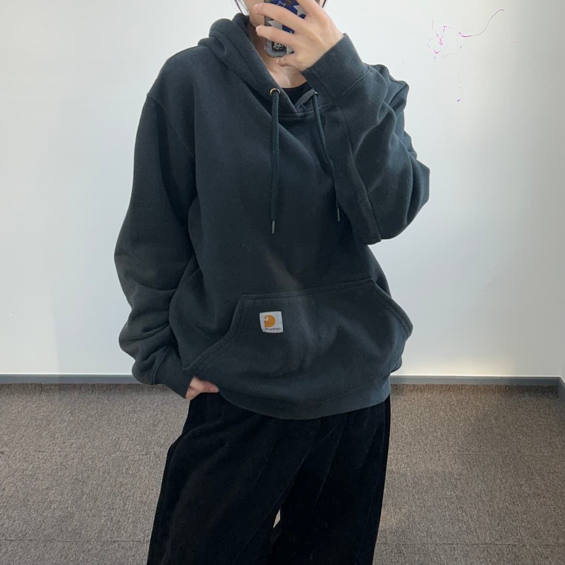 Carhartt 칼하트 오리지날 핏 블랙 후드티 상품이미지1