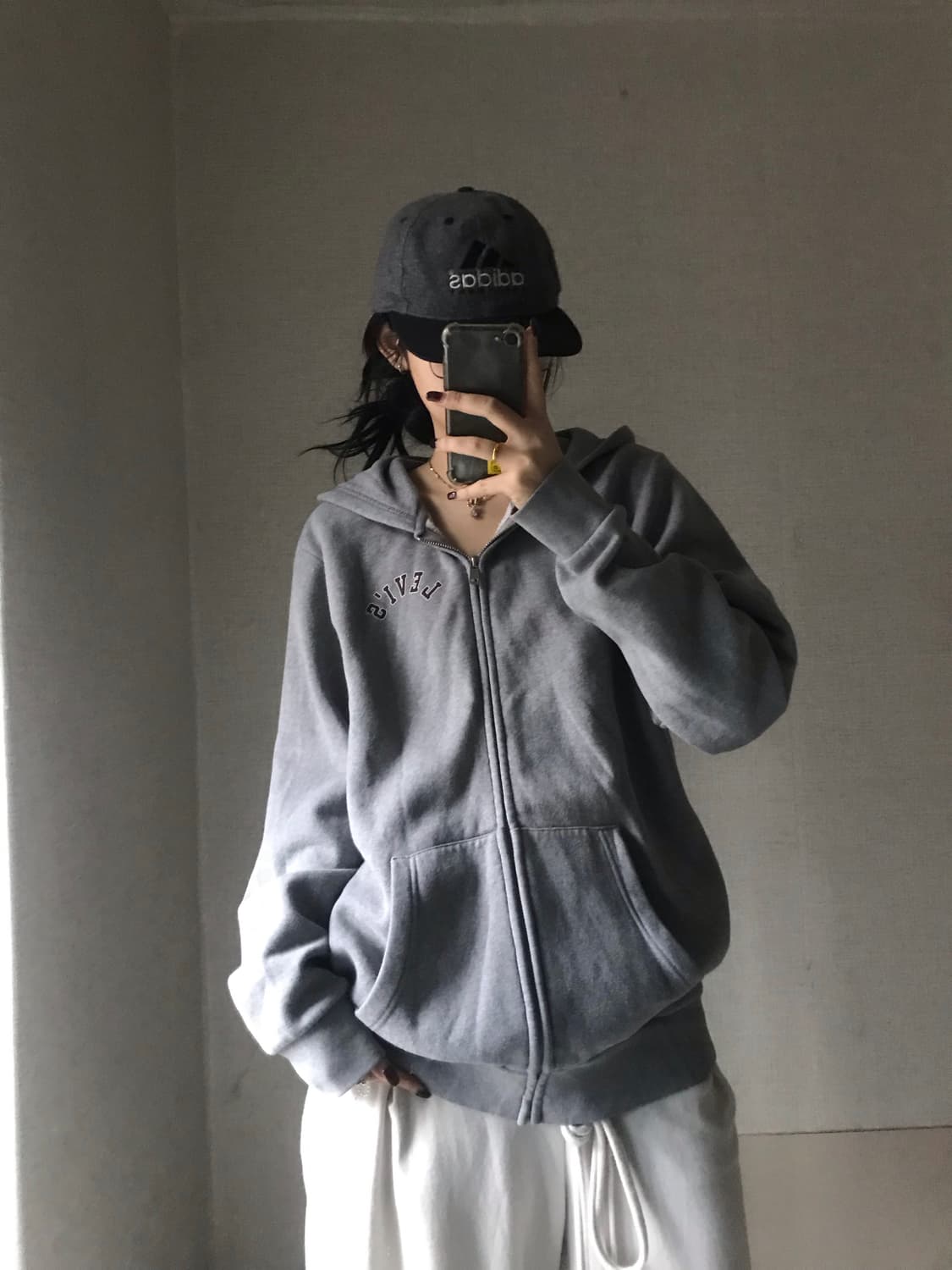 리바이스 그레이 빅로고 후드집업 상품이미지3