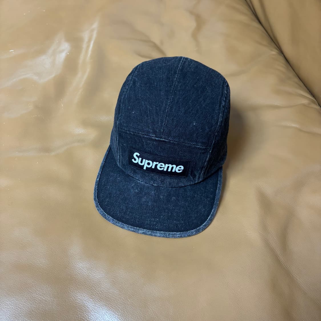 슈프림 캠프캡 모자 박스로고 데님 블랙 상품이미지1