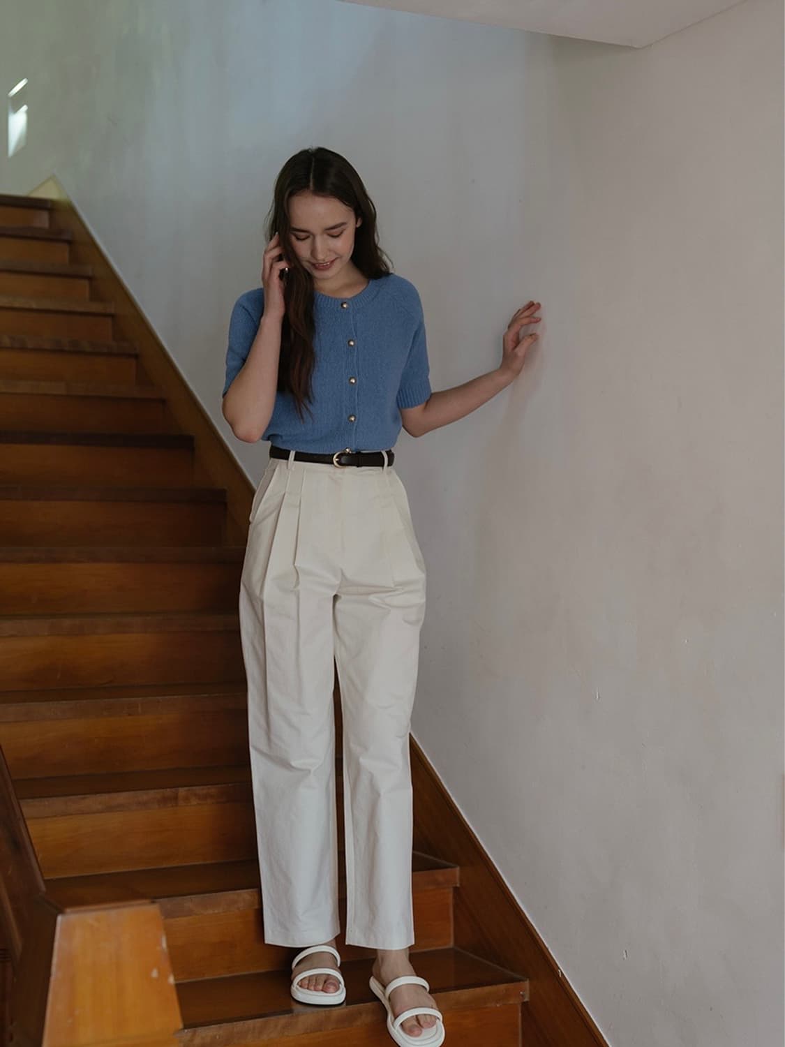 틸아이다이 로지 하프 슬리브 가디건 라운드 반팔 니트 F 상품이미지7