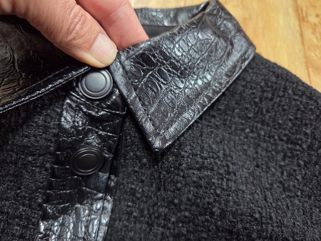 니쁜스(NIBBUNS) 벨벳트위드 레더배색 원피스 55-66 새상품 상품이미지6