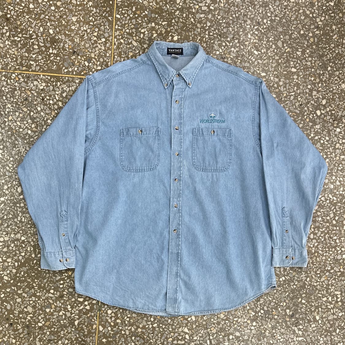 90s USA 시리얼 익스페리먼트 레인 부틀렉 데님 셔츠 XL 상품이미지2