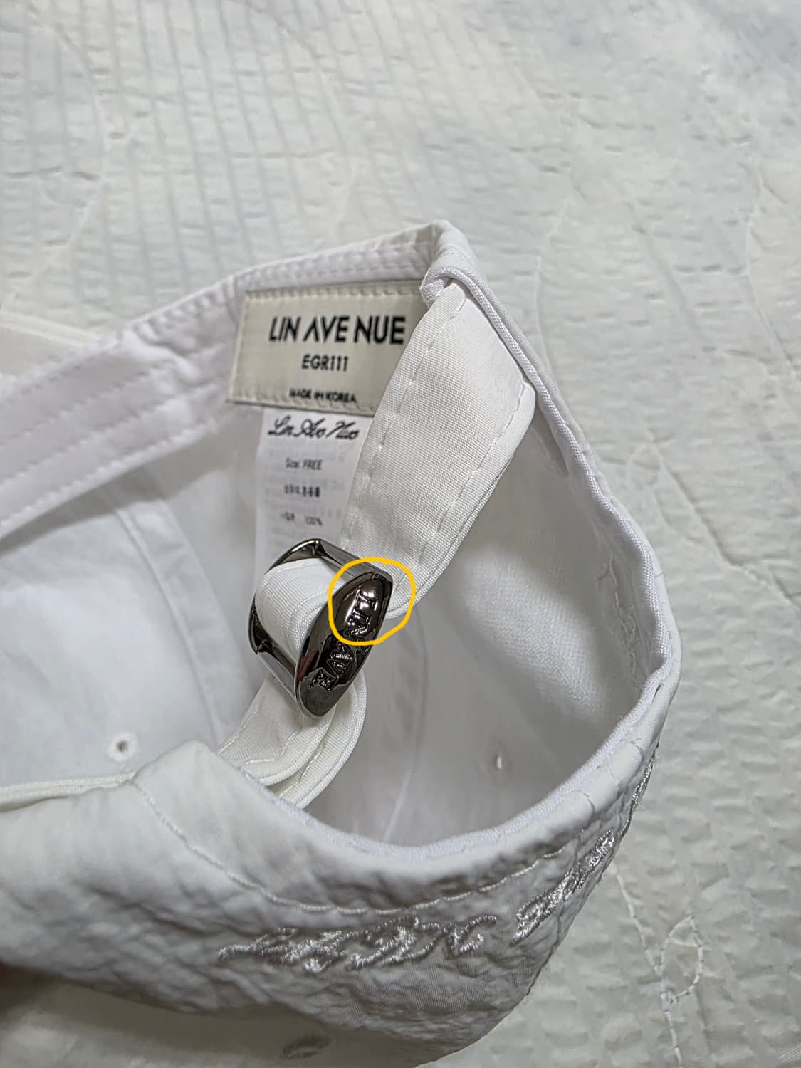 린에비뉴 LA 로고 나일론 볼캡 - 트리플 화이트 lin avenue 상품이미지9