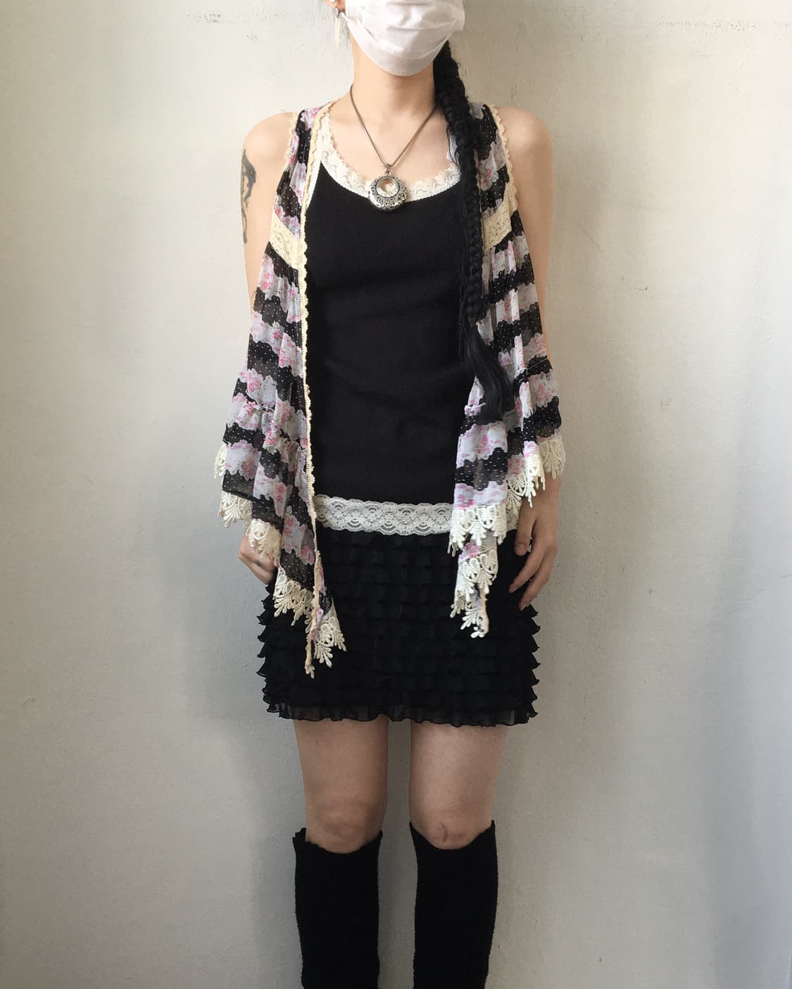 Flower pattern layer open vest 상품이미지5