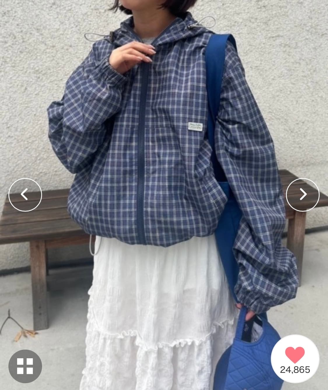 일본 체크 블루종 바람막이 nemne store 상품이미지4