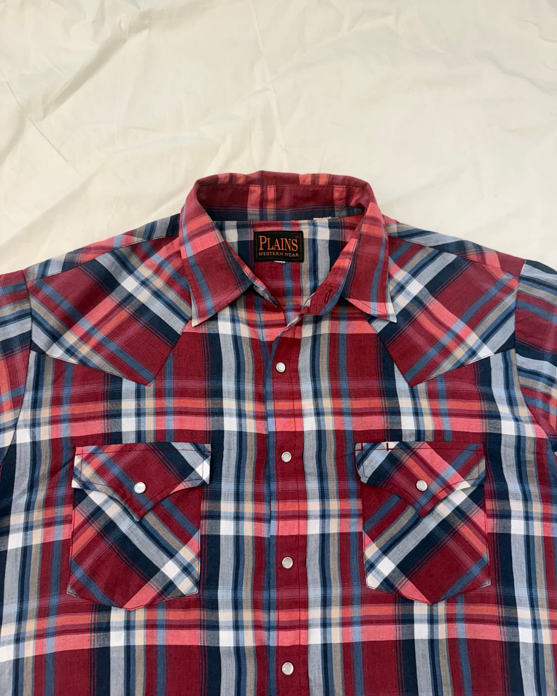 빈티지 웨스턴 셔츠 레드 체크 반팔 상품이미지1