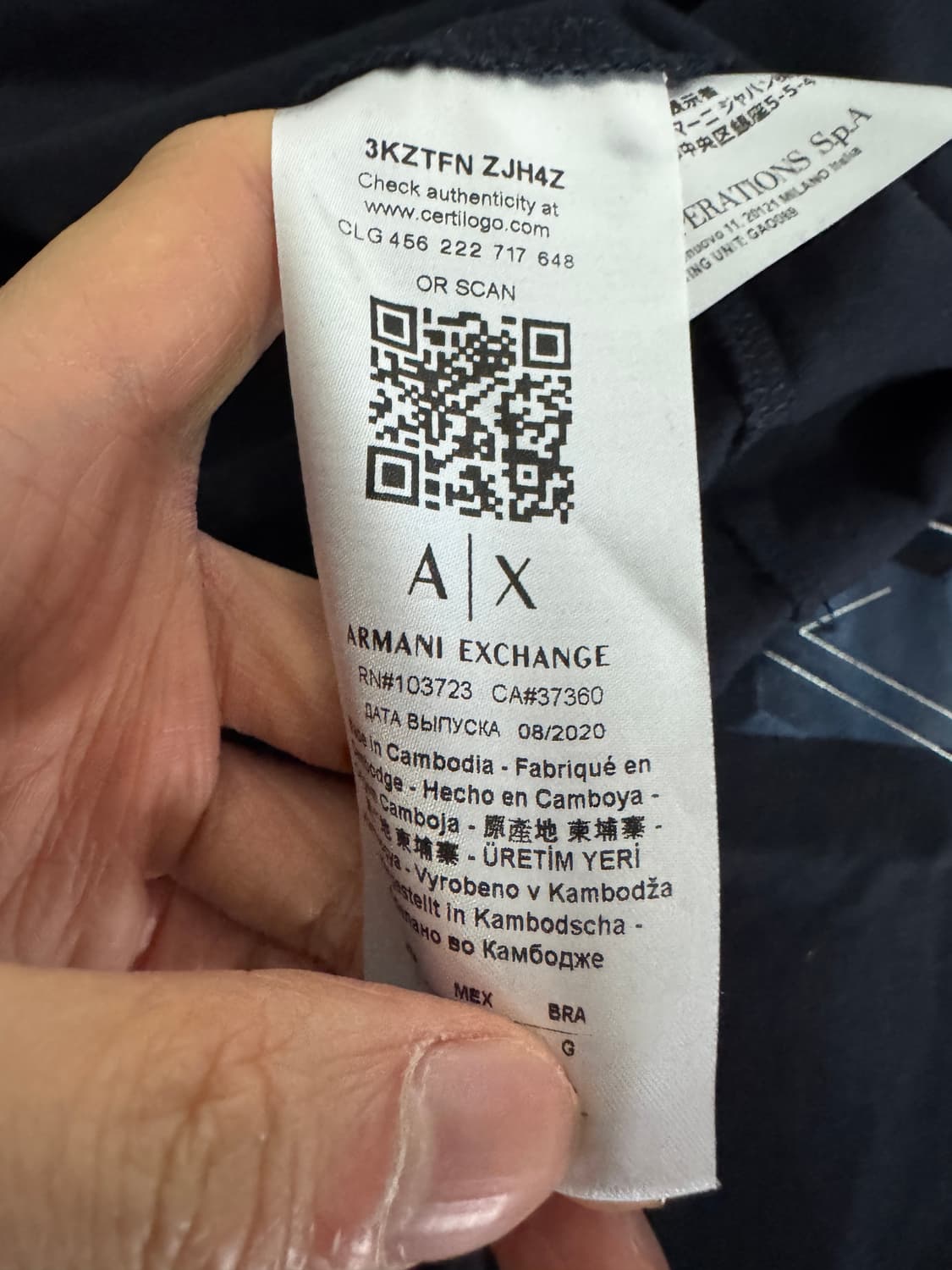 정품인증!! 아르마니 익스체인지 프린팅 긴팔 티셔츠 L 네이비 상품이미지4