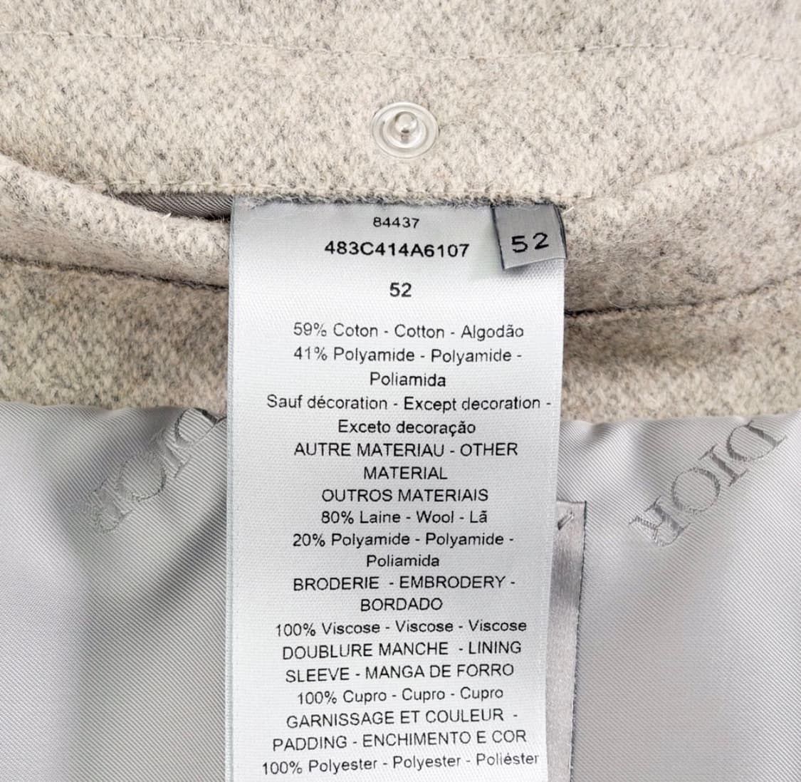 [52] 디올 남성 에크루 까나쥬 블렌드 크롭 블루종 자켓 베이지 그레이 상품이미지9