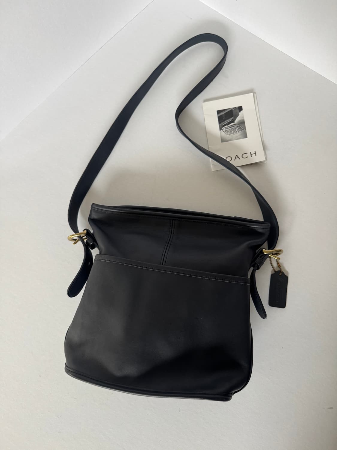 Old coach 올드코치 90s 빈티지 블랙 레더 숄더백 상품이미지1