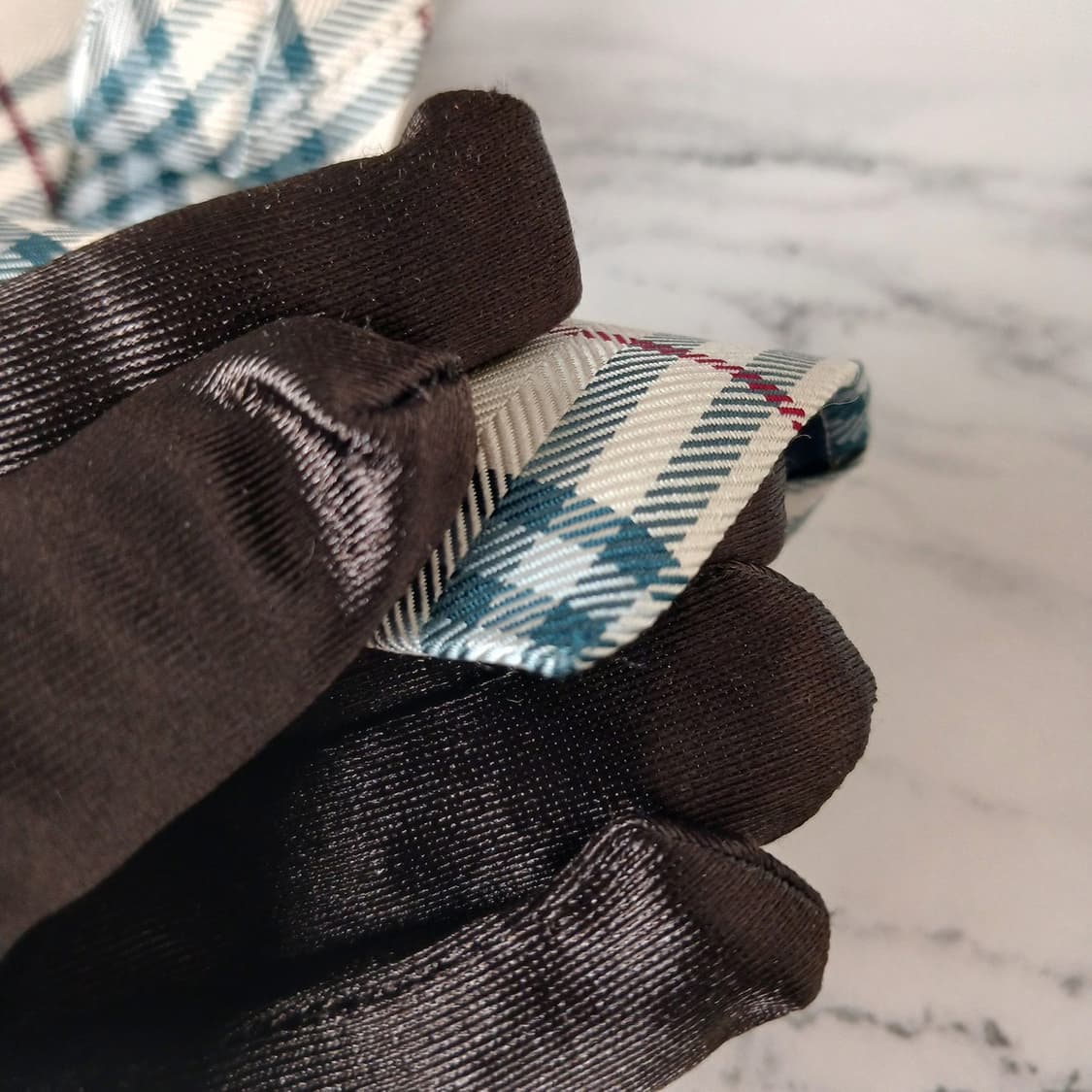 버버리 실크 베이지 체크 패턴 넥타이 8.5cm A등급 E890 상품이미지7