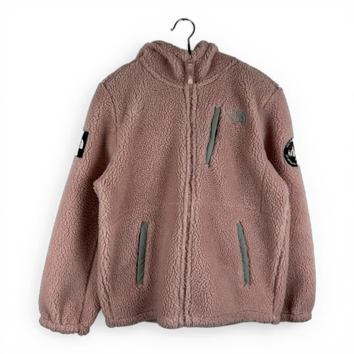 (160) 노스페이스 키즈/우먼스 양털 플리스 셰르파 후드집업 베이비핑크 상품이미지1