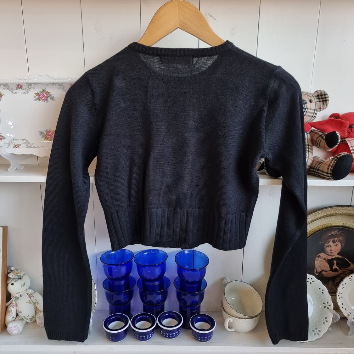 Jesus Diamante(지저스 디아망테) 빈티지 리본 진주버튼가디건 상품이미지5