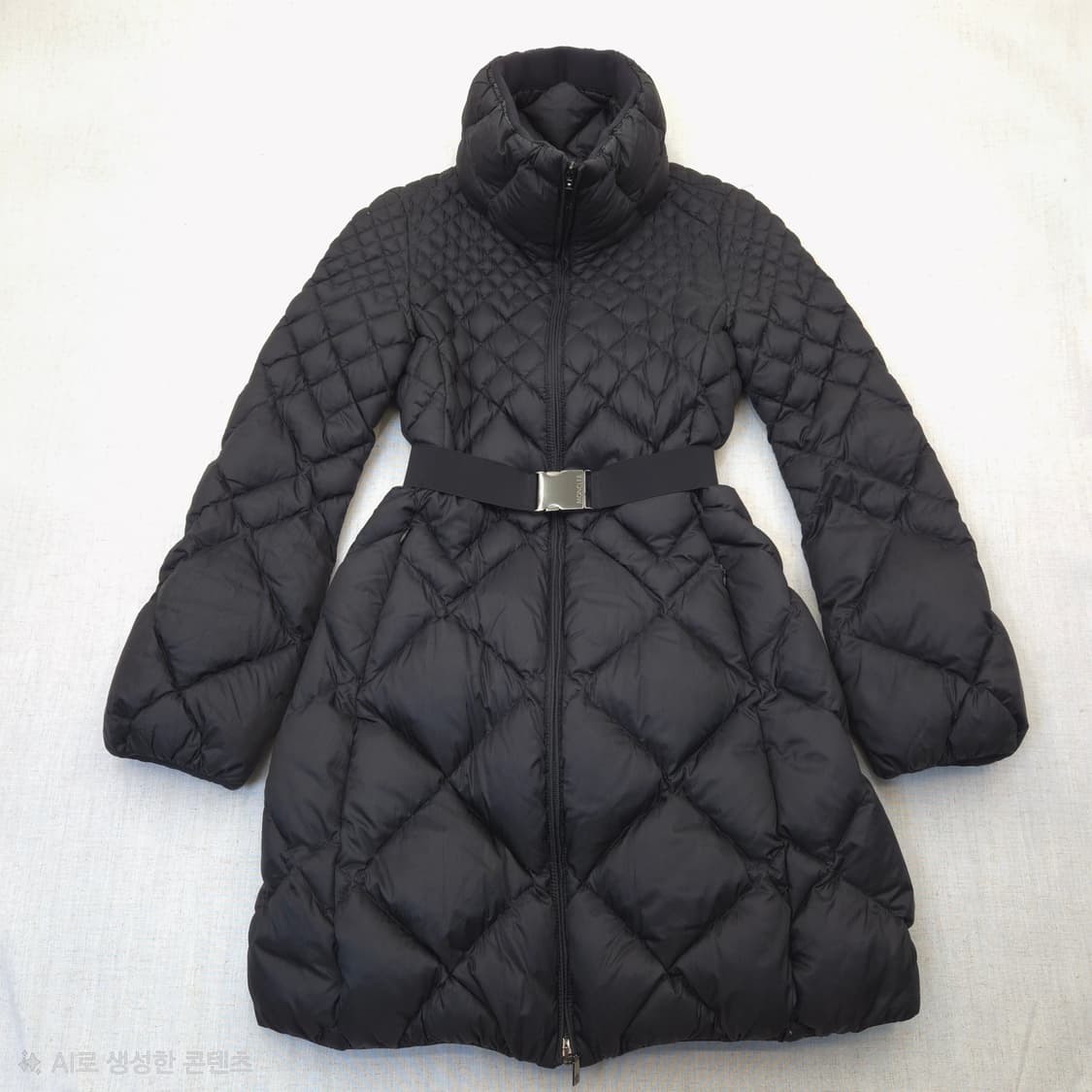 몽클레어 블랙 벨티드 퀼팅 패딩 코트 상품이미지1