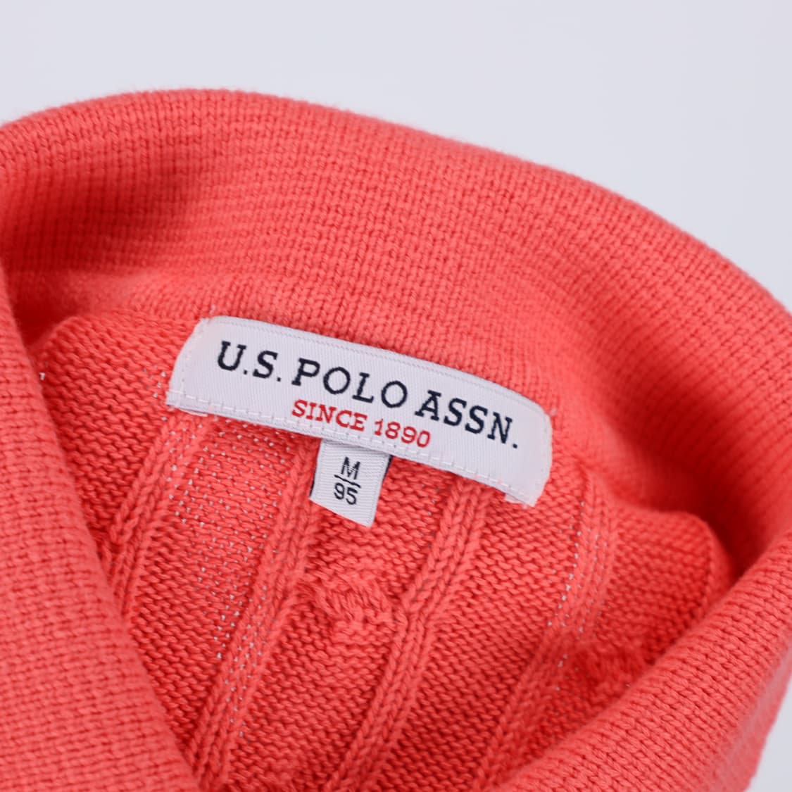 [M] US 폴로 여성 케이블 카라 니트 스웨터 코랄 3807 상품이미지5