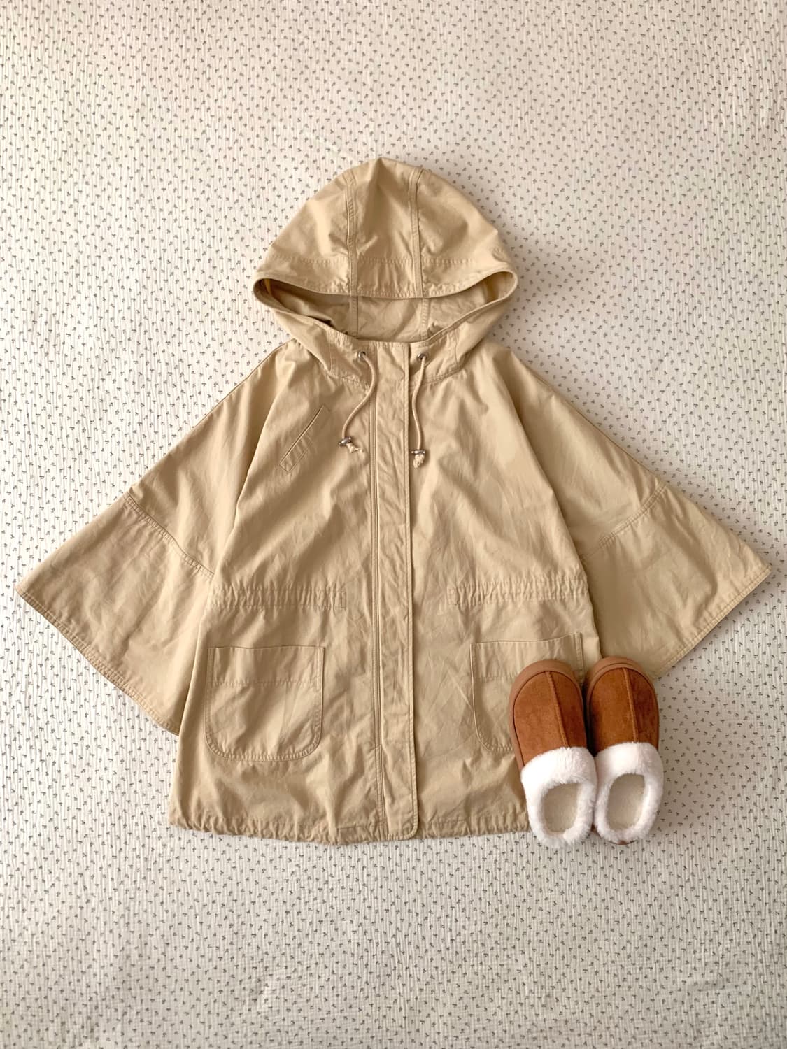 베이지 케이프 후드 야상 상품이미지1