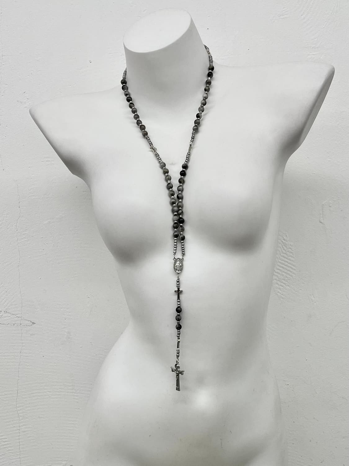펑크 원석 십자가 로자리오 네크리스 상품이미지1