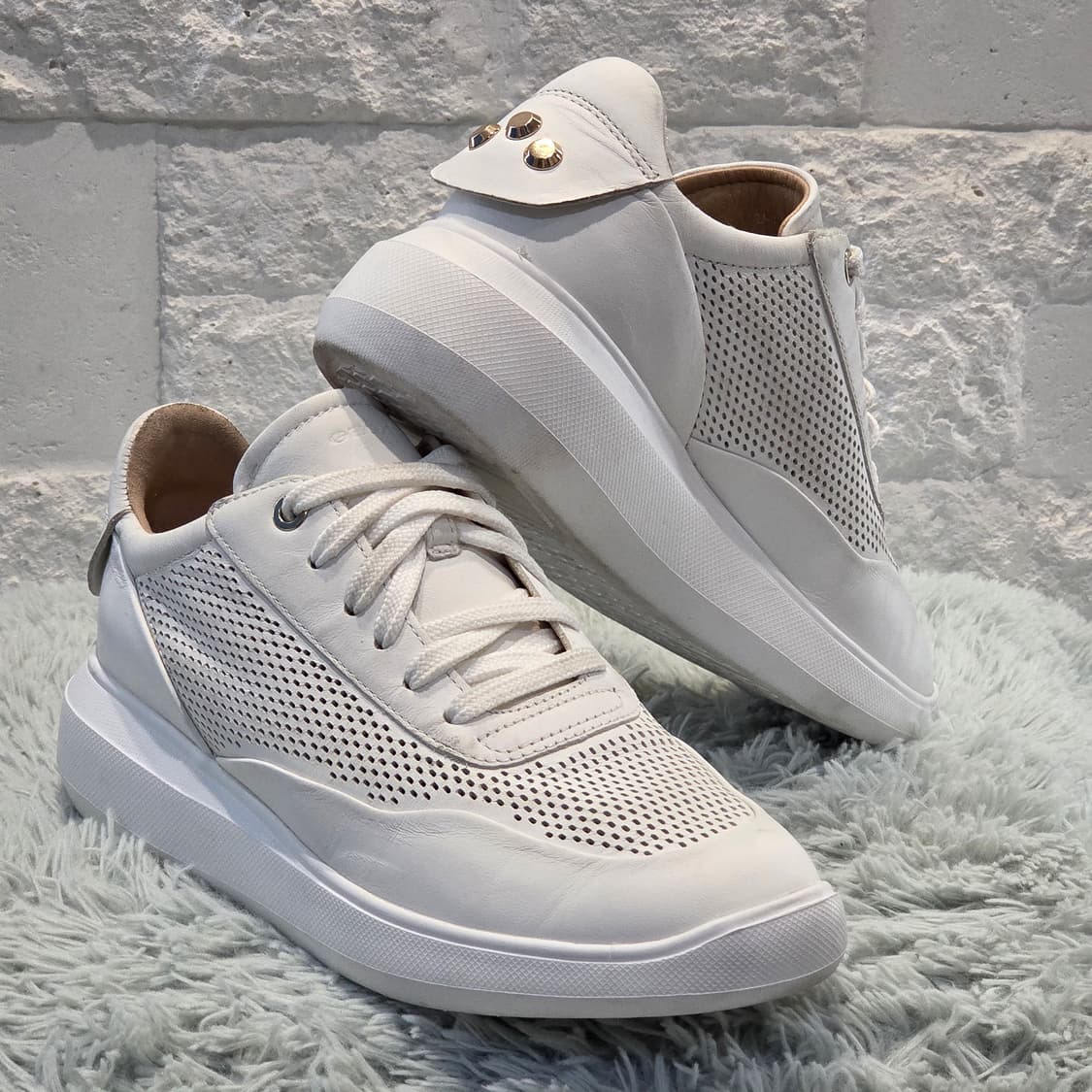 7a-9:제옥스 여성 화이트 가죽 스니커즈(36 EU / 230 mm) 상품이미지4