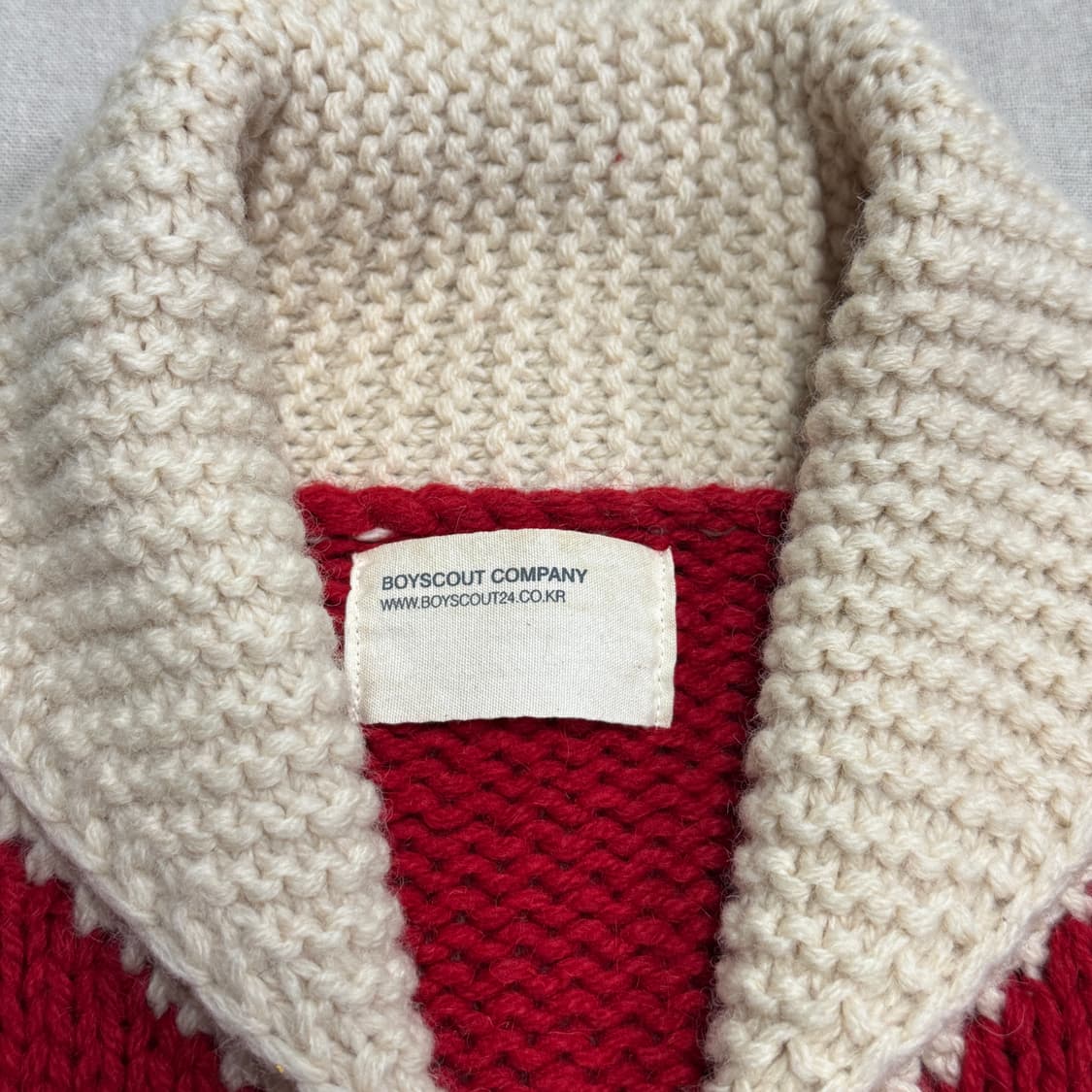 빈티지 숄카라 배색 스컬 니트 집업 95 상품이미지5