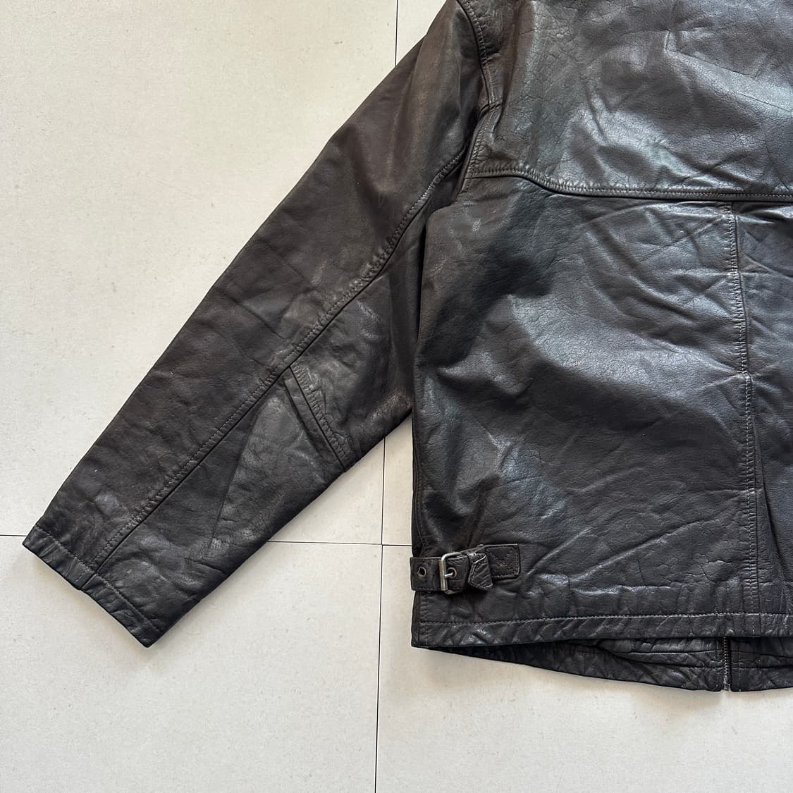 90s 프랑스생산 빈티지 플뢰르드뽀 버팔로 가죽 스포츠 자켓 M 상품이미지10