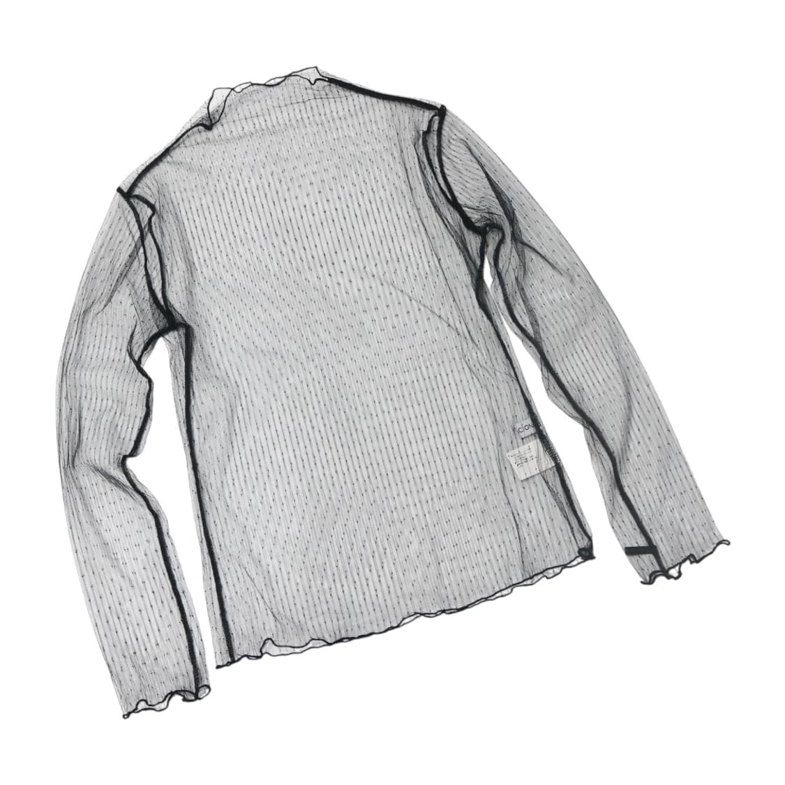 블랙 레이스 프릴 콩단추 골지 슬리브리스 상품이미지1