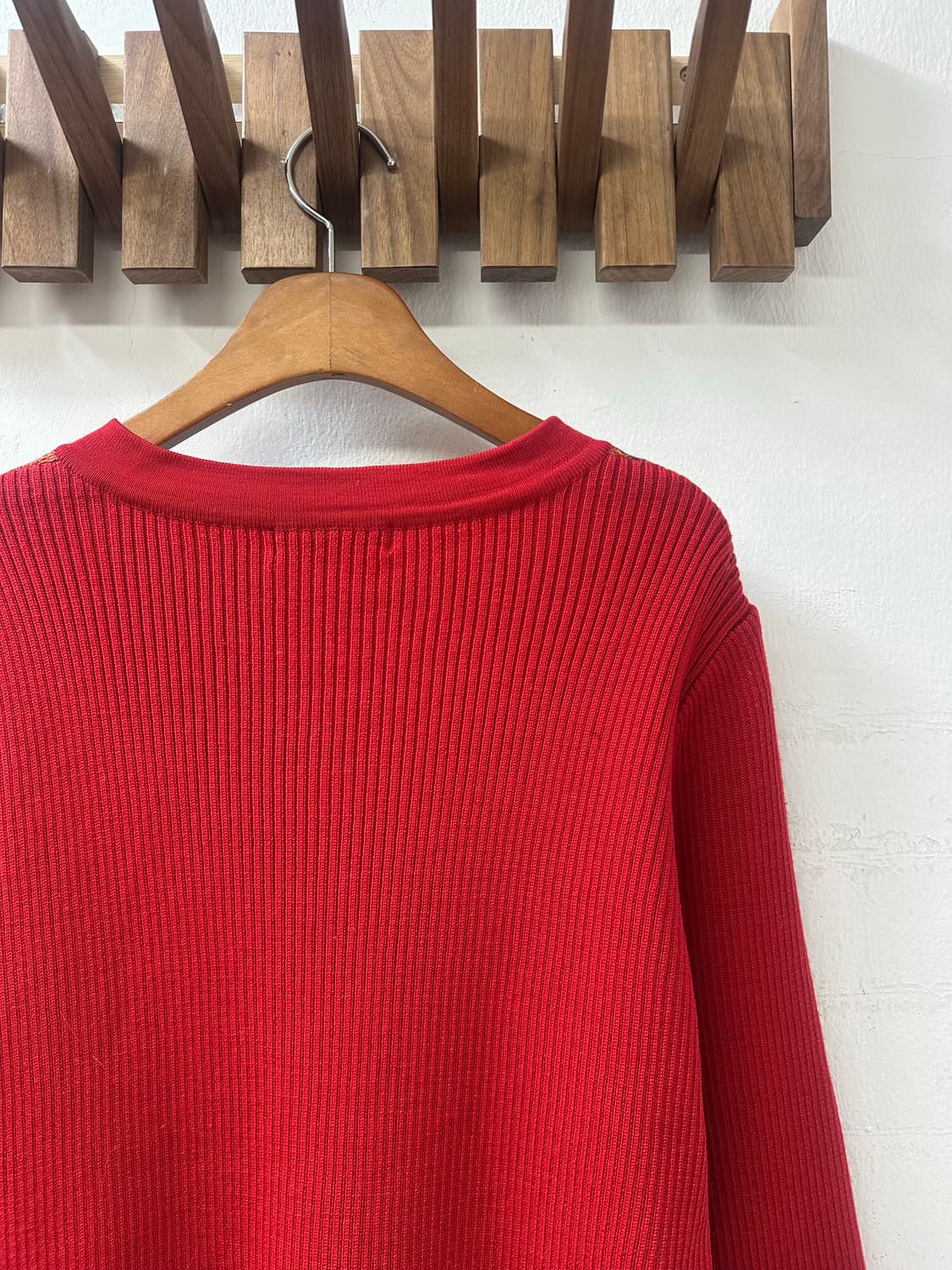 일본빈티지 울100% 페어아일 패턴 커버드 버튼 니트 가디건 상품이미지5