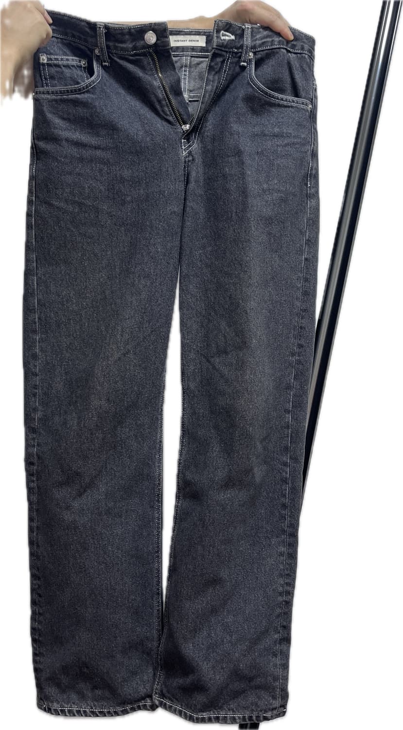 브랜디드 데님 와이드 스트레이트 바지 상품이미지3