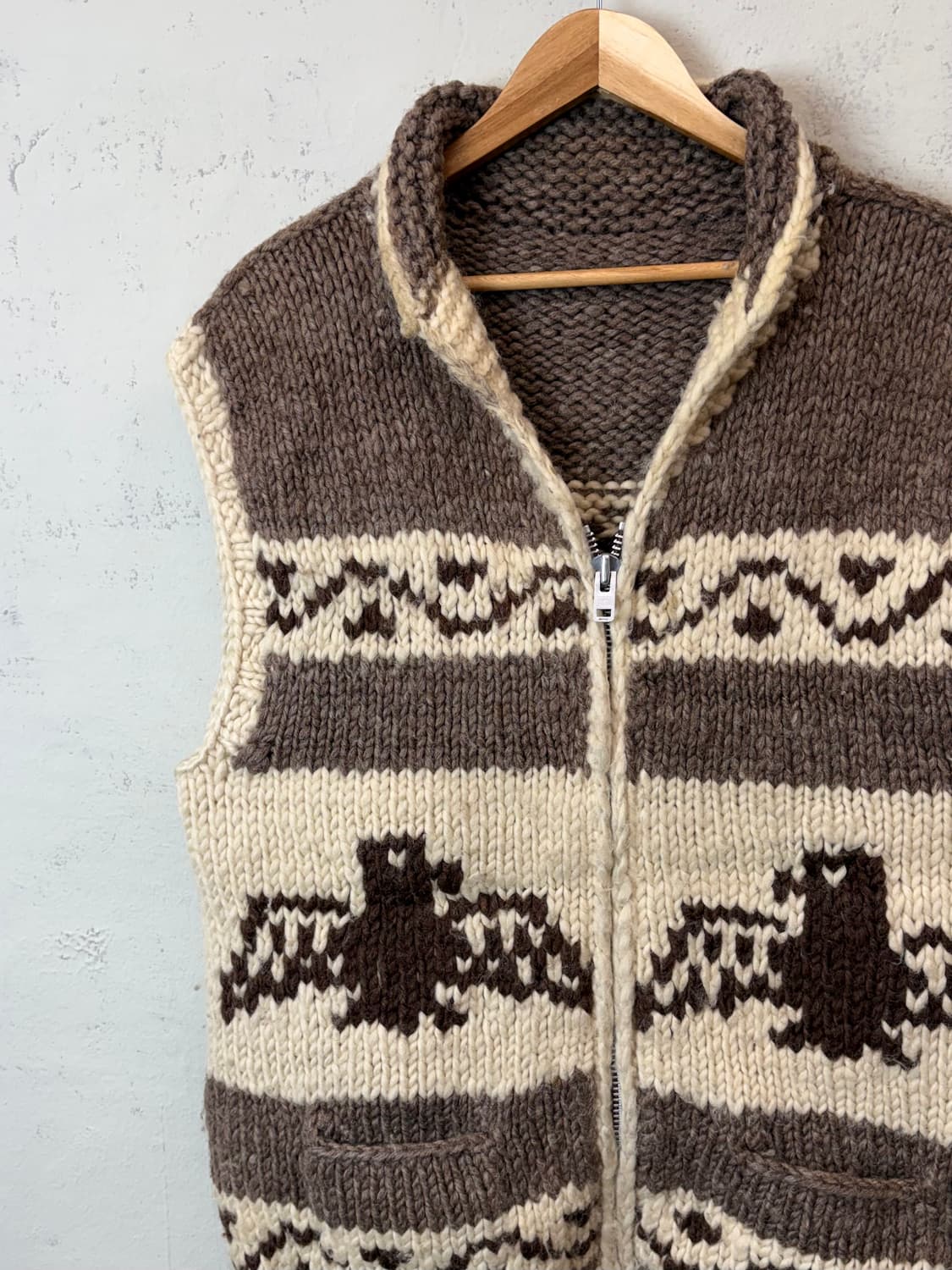 빈티지 헤비울 코위찬 니트 조끼 상품이미지4