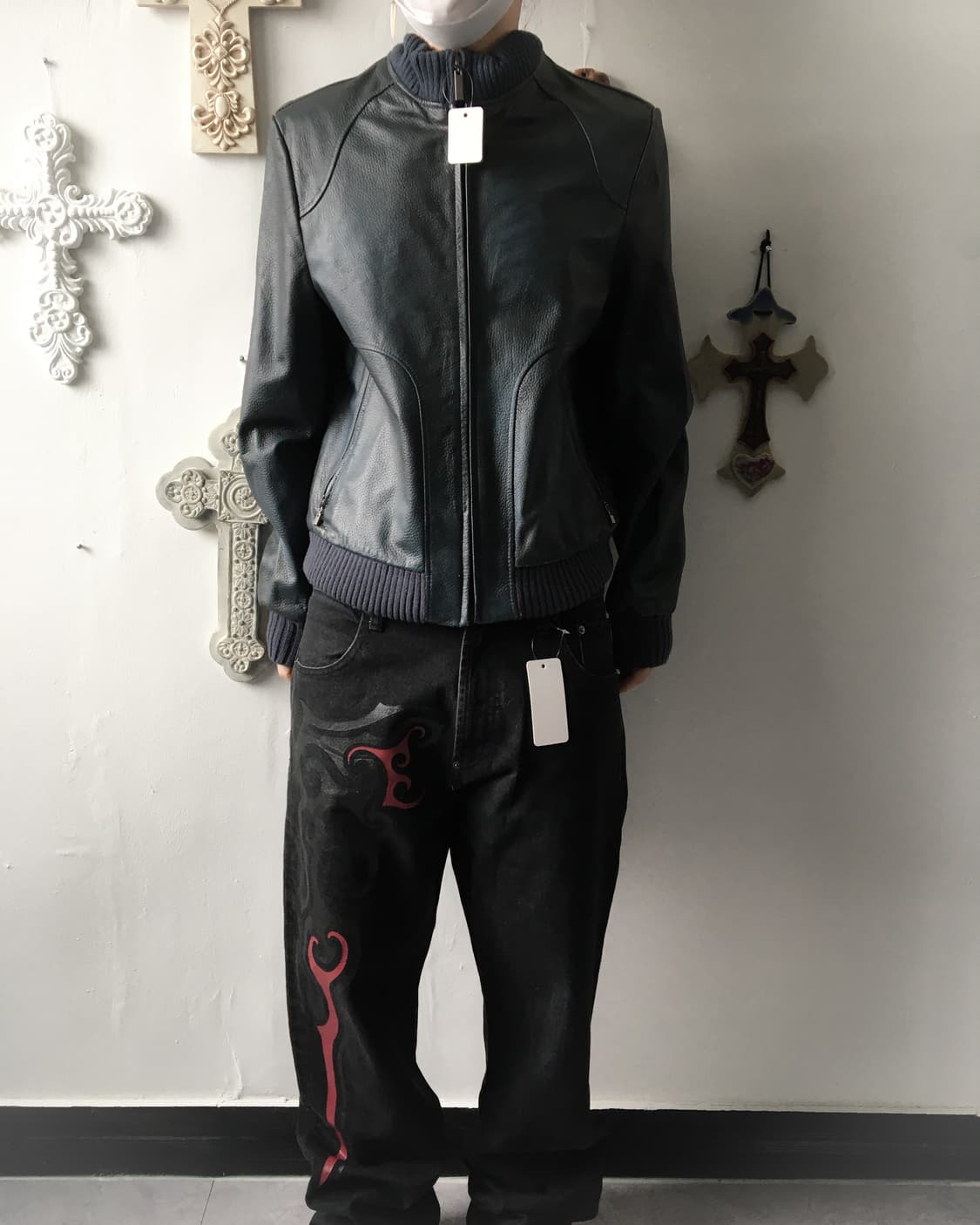 Washing blue lamb leather bomber jacket 상품이미지1